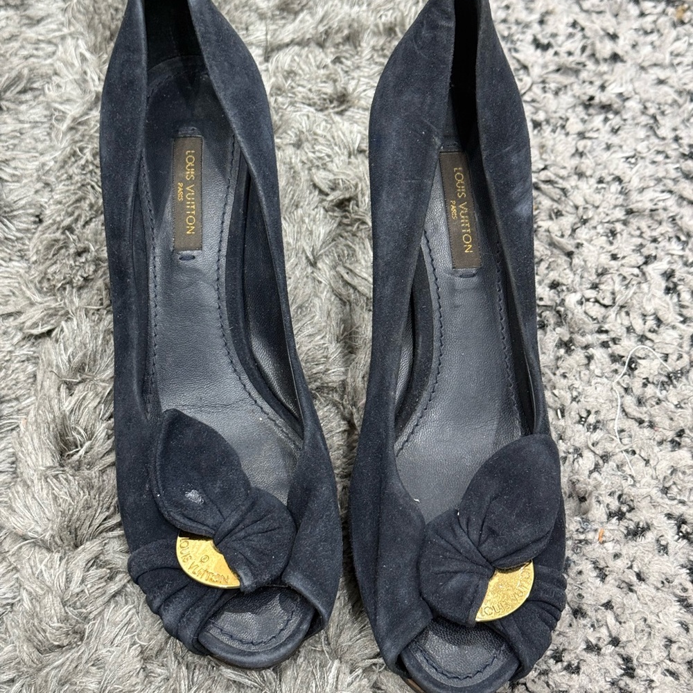Louis Vuitton Blue Peep Toe Heels